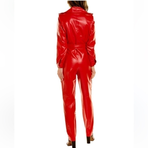 Ronny Kobo Alie Faux Leather Jumpsuit In Red NWT Size S - Picture 3 of 16